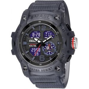 Homme Etanche Led Analogique Quartz Double Temps Outdoor Militaires Sport Montre Plastique Caisse Et Caoutchouc Ruban Digitale Montres.[J635] - Neuf