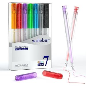 Tianyi-Lot De 7 Stylos Gel À Paillettes Pour Cricut Maker 3/Maker 4/Explore 3/Explore 4/Air 2 - Lot De 7 Stylos À Paillettes De 0,8 Mm Pour Écrire Et Dessiner - Compatibles Avec La Machine De Découpe - Neuf