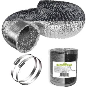 Kit Gaine Aluminium Flexible 3 mètres avec 2 Colliers de Serrage - Conduit de Ventilation Diamètres 100 125 ou 150 mm - Neuf