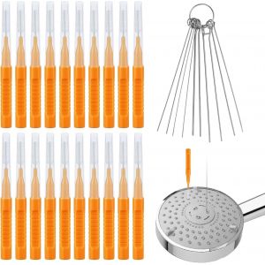 KAL-30Pcs Nettoyant Pommeau De Douche Outils, Brosse Nettoyage Pommeau De Douche Pics De Nettoyage Pour Pomme De Douche Brosse De Nettoyage Pour Petit Trou Espace Buse Fente (Orange) - Neuf