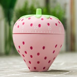 Minuteur De Cuisine Mignon En Forme De Fruit Et De Biscuit | Minuteur De Cuisine Manuel Fantaisie | Minuteur Mécanique Amusant Pour Alarme De Cuisine, Décoration De Bureau (Fraise) - Neuf
