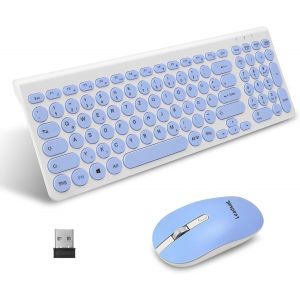 Clavier Souris Sans Fil, Souris Et Clavier Ergonomiques, Clavier Et Souris Sans Fil, Disposition Qwertz, Touches Silencieuses Et Touches De Souris, Macos Pc, Ordinateur Portable Bleu - Neuf
