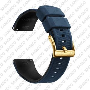 Bracelet De Montre En Silicone De Qualit&eacute; Sup&eacute;rieure,18mm 20mm 22mm,&Agrave; D&eacute;gagement Rapide,En Caoutchouc,De Remplacement.Dark Blue Black 3.18mm - Neuf