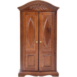 Maison de poup&eacute;e miniature armoire 1:12 &eacute;chelle maison de poup&eacute;e,accessoires de meubles vintage en bois marron double porte armoire armoire maison de poup&eacute;e accessoires poup&eacute;e - Neuf