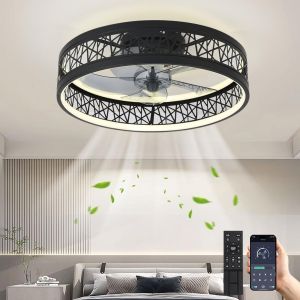 CHECARZHN--NO1-Ventilateur De Plafond Avec Éclairage Plafonnier Led 60W Avec Ventilateur Plafonnier Moderne Et Silencieux Avec Télécommande Lampe À Intensité Variable 6 Vitesses Pour Salon Chambre À - Neuf