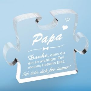 ChenQuanSarl-Bloc Acrylique Gravé - Puzzle - Cadeau De Fête Des Pères - Cadeau De Remerciement Papa - Cadeau Pour Papa De Fille Et Fils - Puzzle Gravé En Forme De Puzzle - Cadeau D'Anniversaire Pour - Neuf