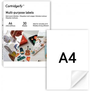 KALANKA-A4 Papier Autocollant Mat Imprimante, 30/feuilles,1 étiquette par feuille, 210 x 297 mm, pour imprimante laser et jet d'encre - Neuf