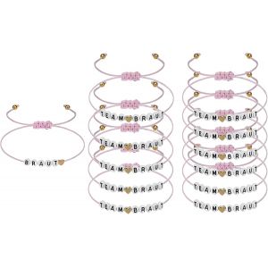 Kalsw-Lot De 12 Bracelets Jga Pour Femme,Bracelets D'équipe De Mariée,Accessoires Jga Pour La Mariée,Demoiselle D'honneur,Blanc/Rose Avec C?ur,Ensemble De Bracelets De Perles,Taille Unique - Neuf