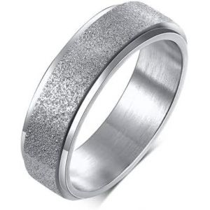 Yemaesre-Bague Acier Inoxydable Femme Homme, Bague Argent Anti Stress, Alliance Couple, Bague 6mm Mariage, Amour Cadeau Anniversaire Fête Noël Saint Valentin - Neuf