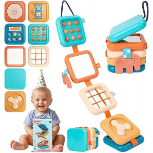 KAL-Bébé Busy Board 8 En 1 Jouets Montessori 1 Ans+, Jouet Éducatif D'Activité Et De Développement Bambins, Motricité Activity Cube, Voyage En Avion Pour Enfants, Cadeau Garçon Fille Tout-Petits - Neuf