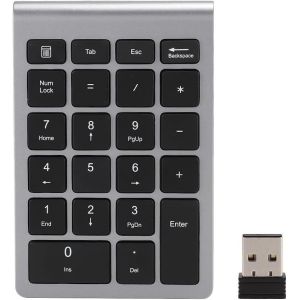 WQS-Pavé Numérique sans Fil, 22 Touches, Clavier Numérique Portable USB 2,4 G Bluetooth avec Récepteur, Clavier de Comptabilité Financière pour Ordinateur Portable, PC, Ordinateur Portable(Gris fer) - Neuf
