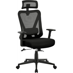 SUBZONAL-Chaise de Bureau Ergonomique Inclinaison Verrouillable Fauteuil de Bureau en Maille avec Support Lombaire et Appui-t&ecirc;te Accoudoirs R&eacute;glables roulettes Pivotantes Charge 136 kg Noir - Neuf