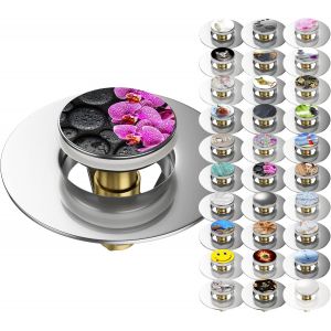 Bondes de lavabo Pop-up|Beaucoup de Jolies bondes Pop-up universelles avec Motif|bonde et Siphon (Madeira) - Neuf