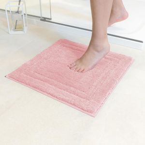 KALANKA-Tapis de Bain Antidérapant | Super Absorbant et Lavable en Machine | pour la Salle de Bain, Douche, Baignoire ou comme Tapis WC | Rose - 45x45 cm - Neuf