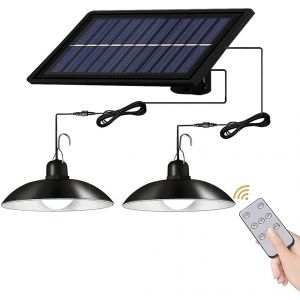 Suspension Solaire D'int&eacute;rieur &Eacute;tanche Ip65 Pour Couloir, Abri De Jardin, Grange Ou Tonnelle, Double T&ecirc;te - Neuf