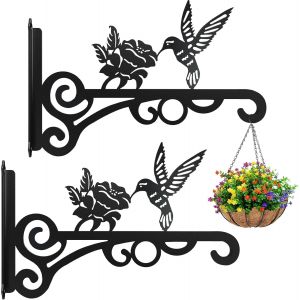 Nouvelhorizonstore-Lot De 2 Cintres En Fer Pour Plantes - Crochets Muraux En M&eacute;tal Robustes Pour Suspendre Des Plantes, Mangeoire &Agrave; Oiseaux, Carillon &Eacute;olien, Lanterne (Noir) - Neuf