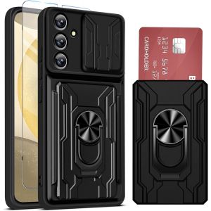 LORANKA-&Eacute;tui de protection pour Samsung Galaxy S24 Plus 5G avec 2 films de protection d'&eacute;cran, protection de l'appareil photo et fente pour carte, anneau en m&eacute;tal &agrave; 360 &deg;, anneau support en m&eacute;tal - Neuf
