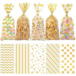 Sachet Bonbon Transparent Anniversaire - Pochette Plastique Pour Biscuits - Jaune 100 Pièces - Neuf