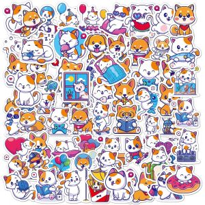 Lot De 100 Autocollants Imperméables Pour Bricolage,Ordinateur Portable,Bouteille D'eau,Journal,Autocollants En Vinyle Imperméable De Qualité Supérieure (Chatons Et Chiots) - Neuf