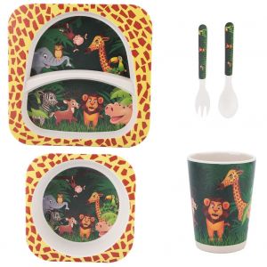 Ensemble De Vaisselle Pour Bebe, 5 Pieces, Assiettes, Fourchettes, Cuilleres, Tasses, Animaux Mignons (N¡Ã 7) - Neuf