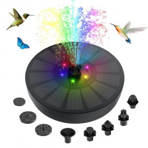 Pompe Solaire Flottante Pour Fontaine, Avec 8 Buses Et Lumi&egrave;res Led Color&eacute;es - Gsl - Neuf