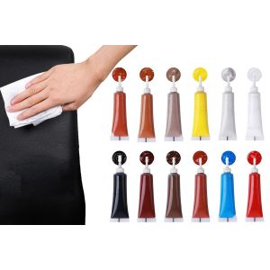 Kit de gel r&eacute;parateur pour cuir (si&egrave;ges auto, canap&eacute;s, d&eacute;chirures, &eacute;raflures, trous et accrocs) - 12 teintures miscibles incluses - Neuf
