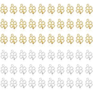 Kal-Pendentif Trèfle Breloques En Métal,100 Pièces Breloque Mini Trèfle À Quatre Feuilles Pendentif Collier Porte-Bonheur Trèfle Accessoires De Bricolage Pour Bijoux Bracelet Cadeau D'adieu - Neuf