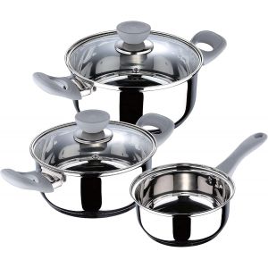 JEXNOVASHOP-SAN IGNACIO Alexia | Batterie de Cuisine 5 Ustensiles | Avec 2 Faitouts de 2 et 2,8 L avec 2 Couvercles et une Casserole de 1,4 L| Acier inoxydable | Tr&egrave;s r&eacute;sistantes | Pour tous types de - Neuf
