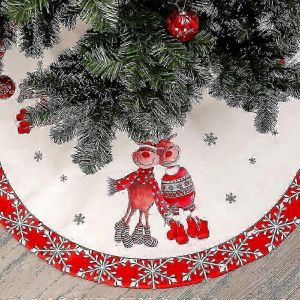 Jupe de sapin de No&euml;l 120 cm, tapis de d&eacute;coration en feutre rouge pour les f&ecirc;tes de fin d'ann&eacute;e - Neuf