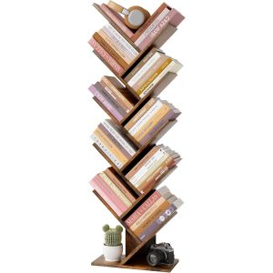 SUBZONAL-bibliotheque Arbre &agrave; 10 &eacute;tages, 10 &eacute;tag&egrave;res, bibliotheque Livre ind&eacute;pendante,Etagere Livre d'exposition pour, &eacute;tag&egrave;res de Rangement pour Livres pour Bureau &agrave; Domicile, Salon,Brun Rustique - Neuf
