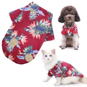 Hjlian (Zh) Chemise Ananas De Plage Pour Chien Petit, Moyen Et Grand Format, Hawaii, Chien, Chat, Golden Retriever, Vetements De Printemps Et D'ete Quatre Saisons, Chemise Ananas Rouge Vin 2xl (Avec Video) - Neuf