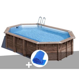 Kit piscine bois Gré Macadamia 6,32 x 3,35 x 1,30 m + Bâche à bulles - Neuf