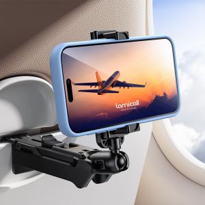 Kalanka-Support De Téléphone Pour Avion - Support De Téléphone Voyage Pliable Avec Outils Réglage, 360° Rotation, Mains Libres, Adapté Aux 4,7-7"" Smartphones, Pour Voyage, Bureau, Cuisine - Neuf