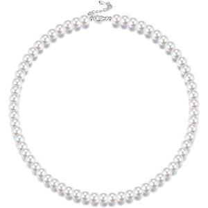 Kal-Collier De Perles En Argent Sterling Pour Femmes Hommes Collier De Perles En Coquillage Rondes Blanches Simul&eacute;es Collier Ras Du Cou Pour Filles Gar&ccedil;ons 8/10/12mm - Neuf