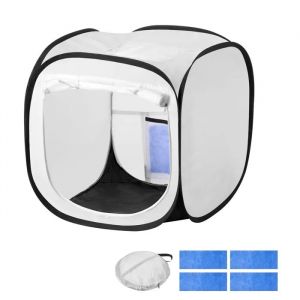 Cabine de Peinture Portable et Compacte 40,5 x 40,5 x 43 cm-Duoku-Tente de Pulv&eacute;risation Pliable-avec Porte Grillag&eacute;e-Blanche - Neuf