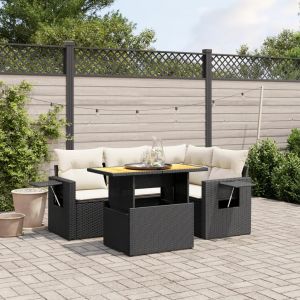 Prolenta Premium - Salon De Jardin 5 Pcs Avec Coussins Noir R&eacute;sine Tress&eacute;e - Neuf