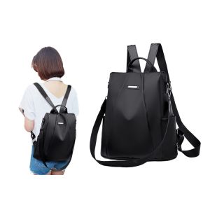 Sac &Agrave; Dos De Voyage &Agrave; Double Bandouli&egrave;re En Tissu Oxford Imperm&eacute;able Pour Femme - Noir - Neuf