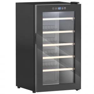 Cave &agrave; vin 41 bouteilles 91L r&eacute;frig&eacute;rateur &agrave; vin silencieux avec porte en verre, &eacute;clairage LED, &eacute;cran tactile num&eacute;rique, frigo vin contr&ocirc;le de la temp&eacute;rature 5-20 ?, noir - Neuf