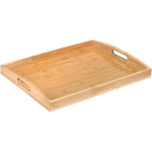 Eryi-Plateau De Service En Bambou Avec Poignées - Plateau De Cuisine - Plateau De Service - Plateau De Petit-Déjeuner Pour Petit Déjeuner, Thé, Table Basse, Décoration De Cuisine (50 X 35 X 4 Cm) - Neuf