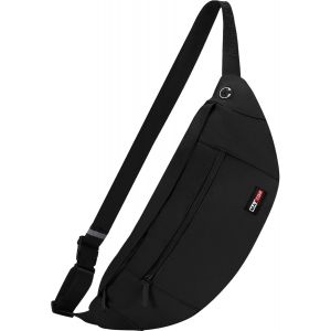 TIANYI-Grand Sac Banane pour Femme et Homme, Sac Banane avec Prise Casque et 4 Poches zipp&eacute;es, Ceinture r&eacute;glable pour Le Cyclisme, la Course, Le Jogging, Les Voyages, l'ext&eacute;rieur - Neuf