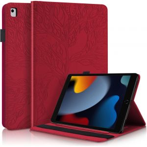 NAERYUT-Coque Ipad 10,2 Pouces (Modèle 2021/2020/2019,9Ème/8Ème/7Ème Génération),Pu Cuir Cover Tablette Housse De Protection,Porte-Crayons Portefeuille Tablet Étui Ipad 9/8/7 (10,2 Pouces),Rouge - Neuf