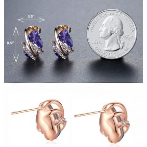 Tianyi-Pierre De Souhait Boucles D'oreilles Avec Cristaux De Pierre De Naissance, Plaqu&eacute; Or Rose 18 Carats Ou Argent&eacute; - Neuf