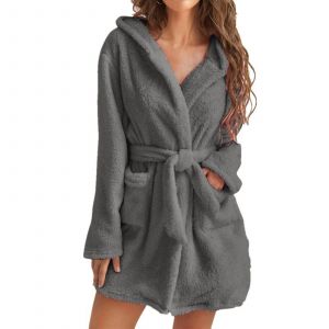 Serviette Robe Pour Femmes Avec 2 Poches Respirant Combishort Confortable Pour Femmes Fille Femme Gris,M - Neuf