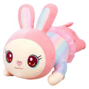 Peluche lapin douce, poup&eacute;e lapin, oreiller, grande poup&eacute;e de chiffon, cadeau pour enfants-rose - Neuf