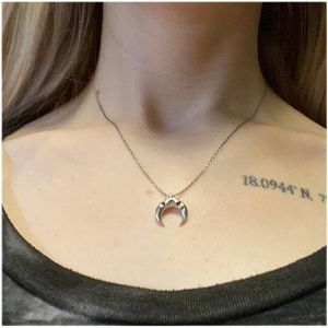 Kal-Collier Boho Croissant De Lune Collier Ras Du Cou Demi-Lune Collier Croissant Argenté Collier Double Corne Bijoux Pour Femmes Et Filles - Neuf