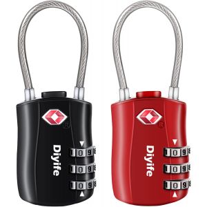 nzqaf-Serrures à Bagages TSA 2 Pack, Cadenas de sécurité à 3 Chiffres, Noir + Rouge - Neuf