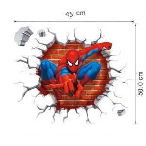Un autocollant mural décoratif 3D Spider-Man 45 × 50 cm pour chambre d'enfant salon sur le mur de fond amovible - Neuf