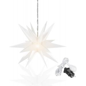Ovilum Étoile Lumineuse 3d Avec Éclairage Led | Blanc | |Ø 57 Cm| Étoile 3d Avec 18 Pointes | Résistant Aux Intempéries | Décoration De Jardin, Salon| Étoile De Noël | Avec Minuterie - Neuf