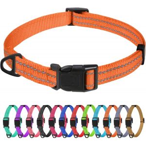 Collier Pour Chien, Collier En Nylon R&eacute;fl&eacute;chissant R&eacute;glable Classique Convient Pour Moyens Chiens, Noir, 2.5cm Largeur - Neuf