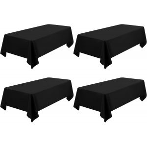 Ulteronixshop-Lot de 4 Nappes Noir Rectangulaires en Polyester &iquest; 153 x 260 cm &iquest; R&eacute;sistantes aux Taches et aux Rides &iquest; Lavables en Machine &iquest; Id&eacute;ales pour Mariages, Anniversaires, Buffets & C&eacute;r&eacute;monies - Neuf